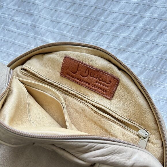 Vintage Julia Duren Beige Leather Handbag Rain Guarded USA Made - Picture 5 of 16